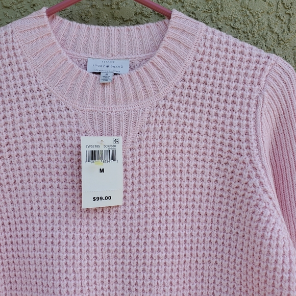 NWT Lucky Brand Pink Waffle Knit Pullover Sweater - Picture 3 of 3